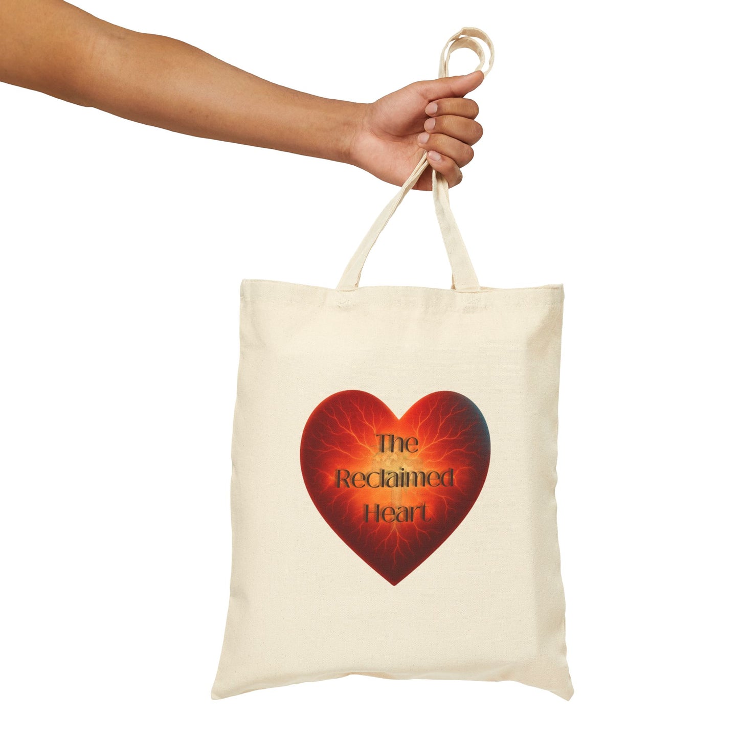 Heartfelt Cotton Canvas Tote Bag, Eco-Friendly Shopping Bag, Gift for Her, Reclaimed Heart Design, Reusable Tote for Any Occasion