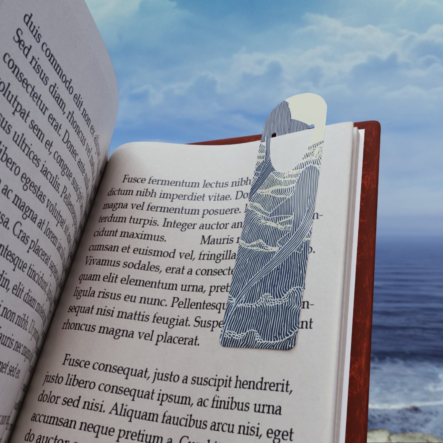 π¦ Ocean Strength Bookmark β Line Art Design