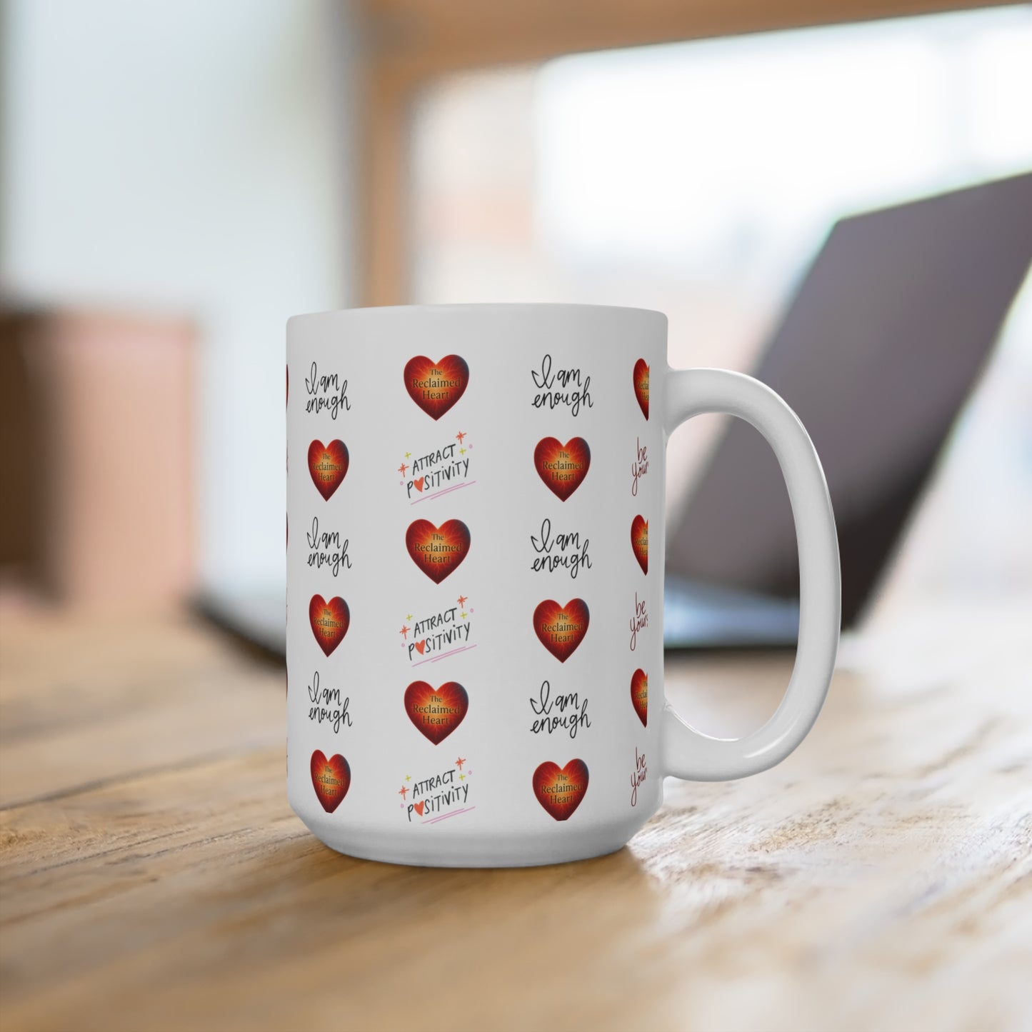 Heartfelt Affirmation Mug 15oz | Be Yourself, Self-Love Gift, Inspirational Coffee Cup, Motivational Mug, Heartwarming Decor