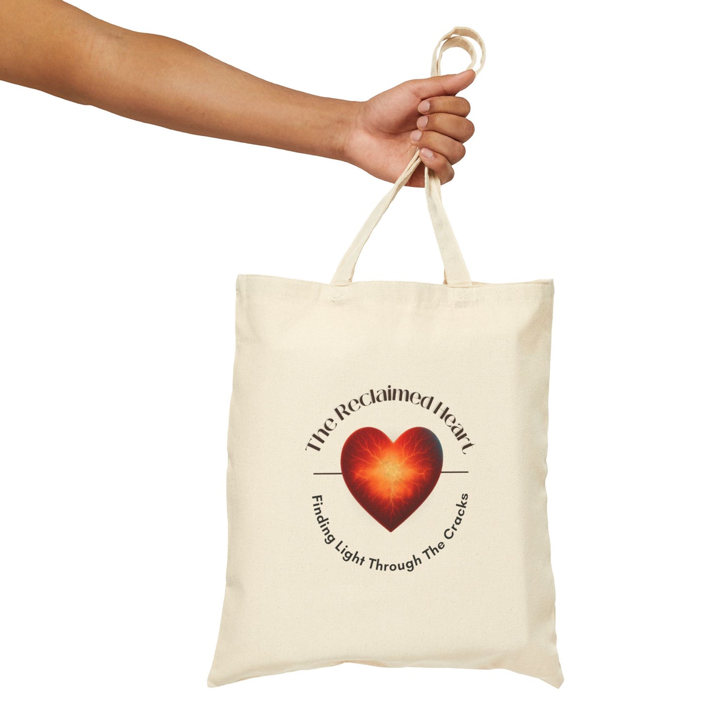 Heartfelt Cotton Canvas Tote Bag, Eco-Friendly Shopping Bag, Gift for Her, Reclaimed Heart Design, Reusable Tote for Any Occasion