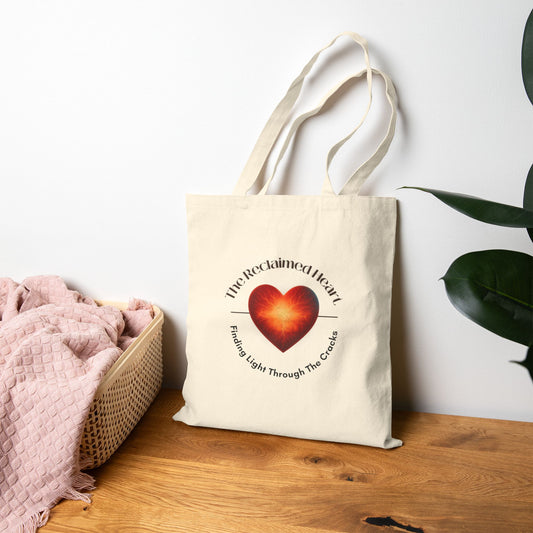 Heartfelt Cotton Canvas Tote Bag, Eco-Friendly Shopping Bag, Gift for Her, Reclaimed Heart Design, Reusable Tote for Any Occasion